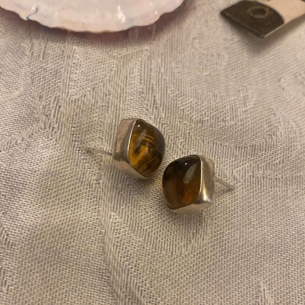 925 silver Amber earrings - Picture 4 of 4